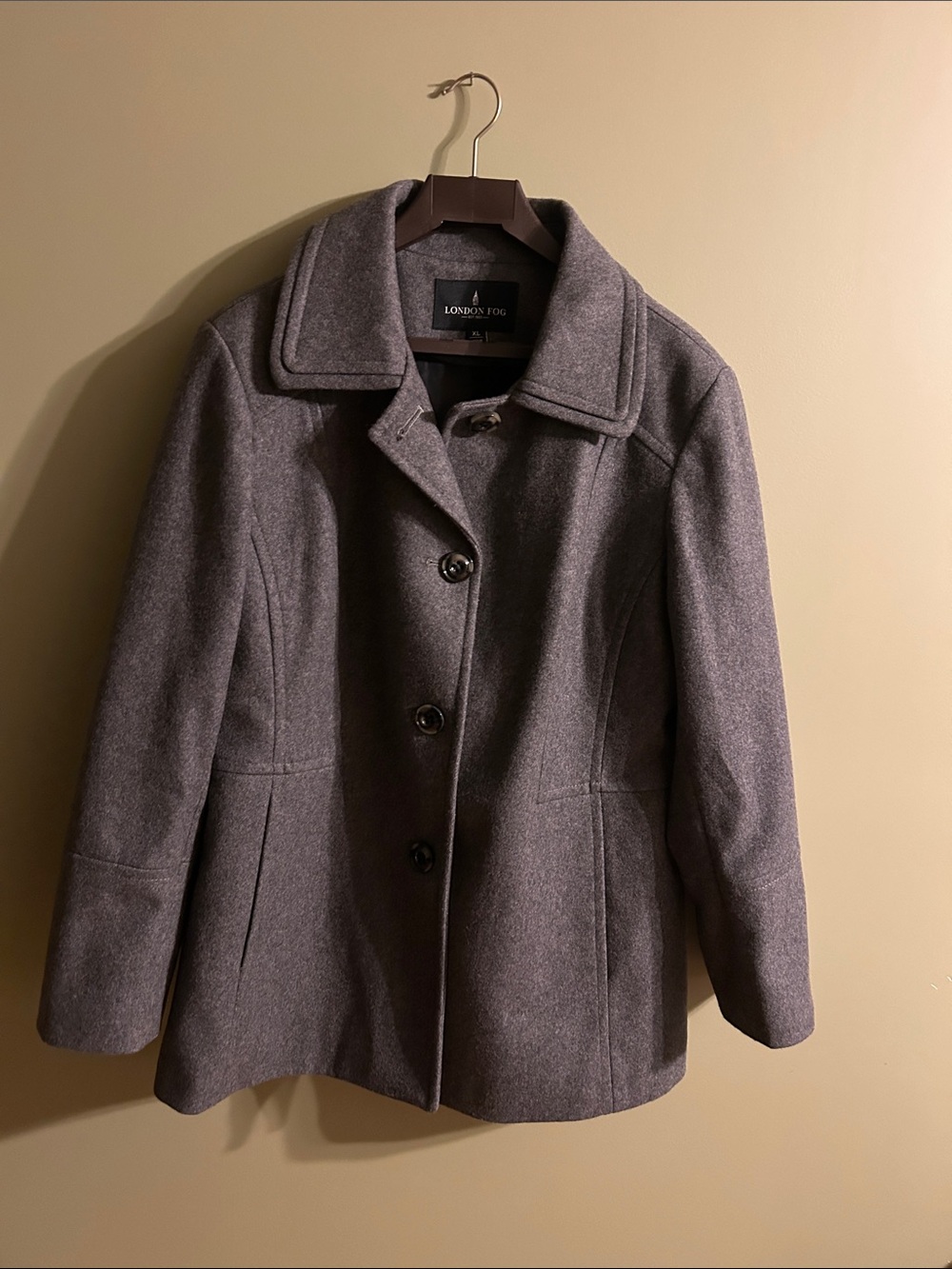 London Fog Women's Gray Wool-Blend Pea Coat